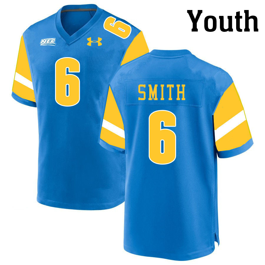Youth #6 Maurice Smith Long Island University Sharks College Football Jerseys Stitched-Blue